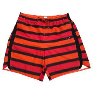 Nike Mens Swimming Trunks  XXL Bright Shades of Orange Black Stripe Resort Wear